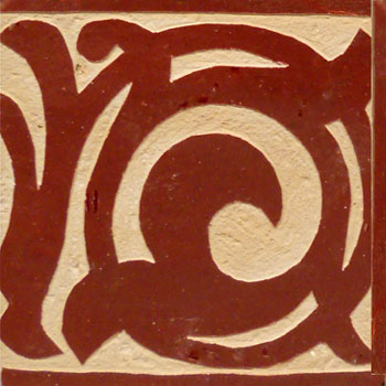 Mosaic House Moroccan tile Ceceile 7 Chiseled Custom End B Red  chiseled border 